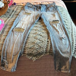 Juicy Couture blue jeans with sparkly patches size 6